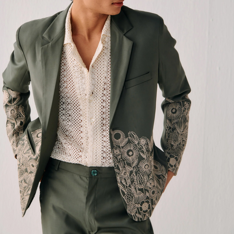 Men's Wedding Shirt with Embroidery
